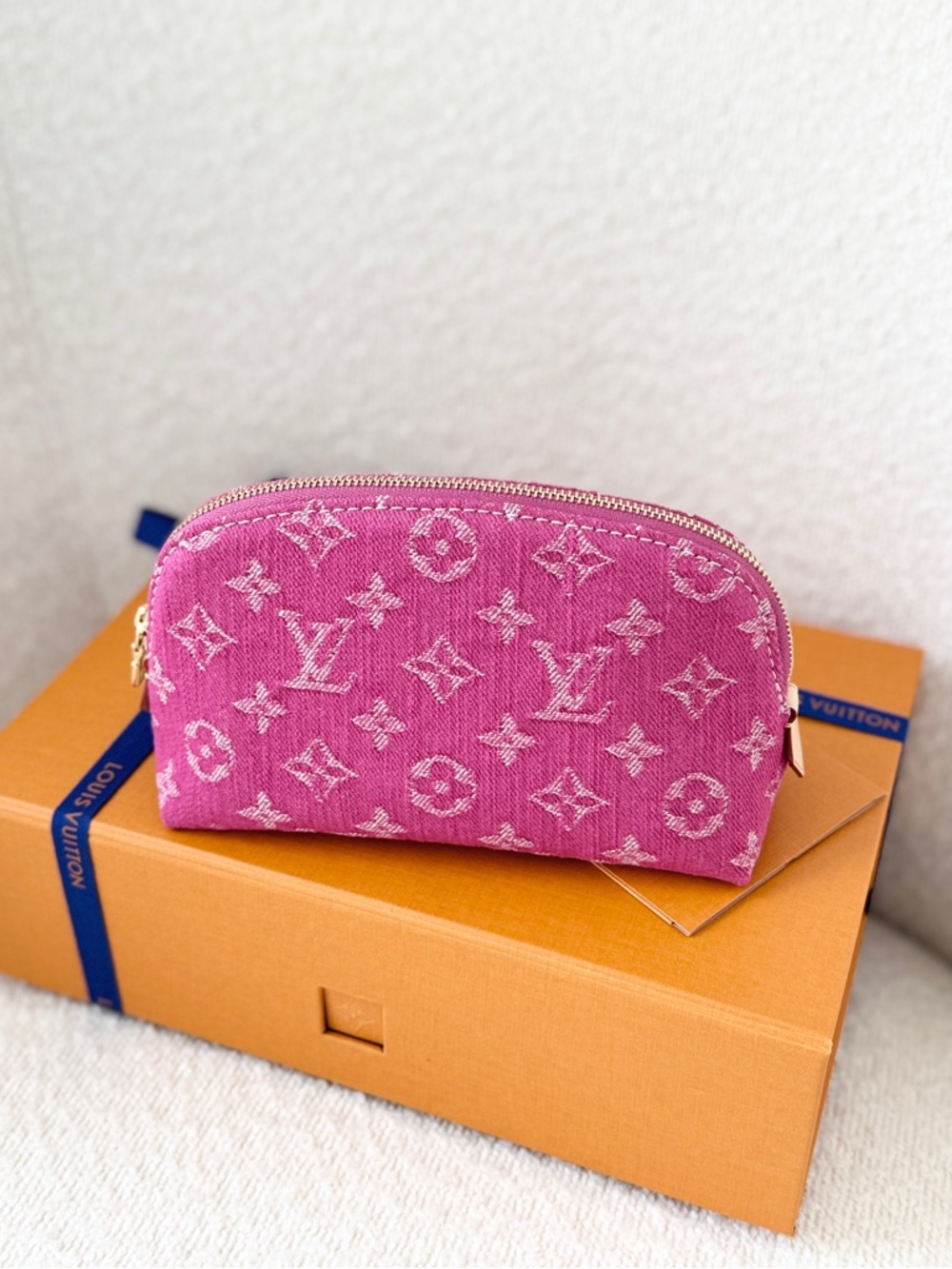 ✨NEW✨Louis Vuitton 2026 Monogram Denim  Pochette Cosmétique PM - Fuchsia Denim